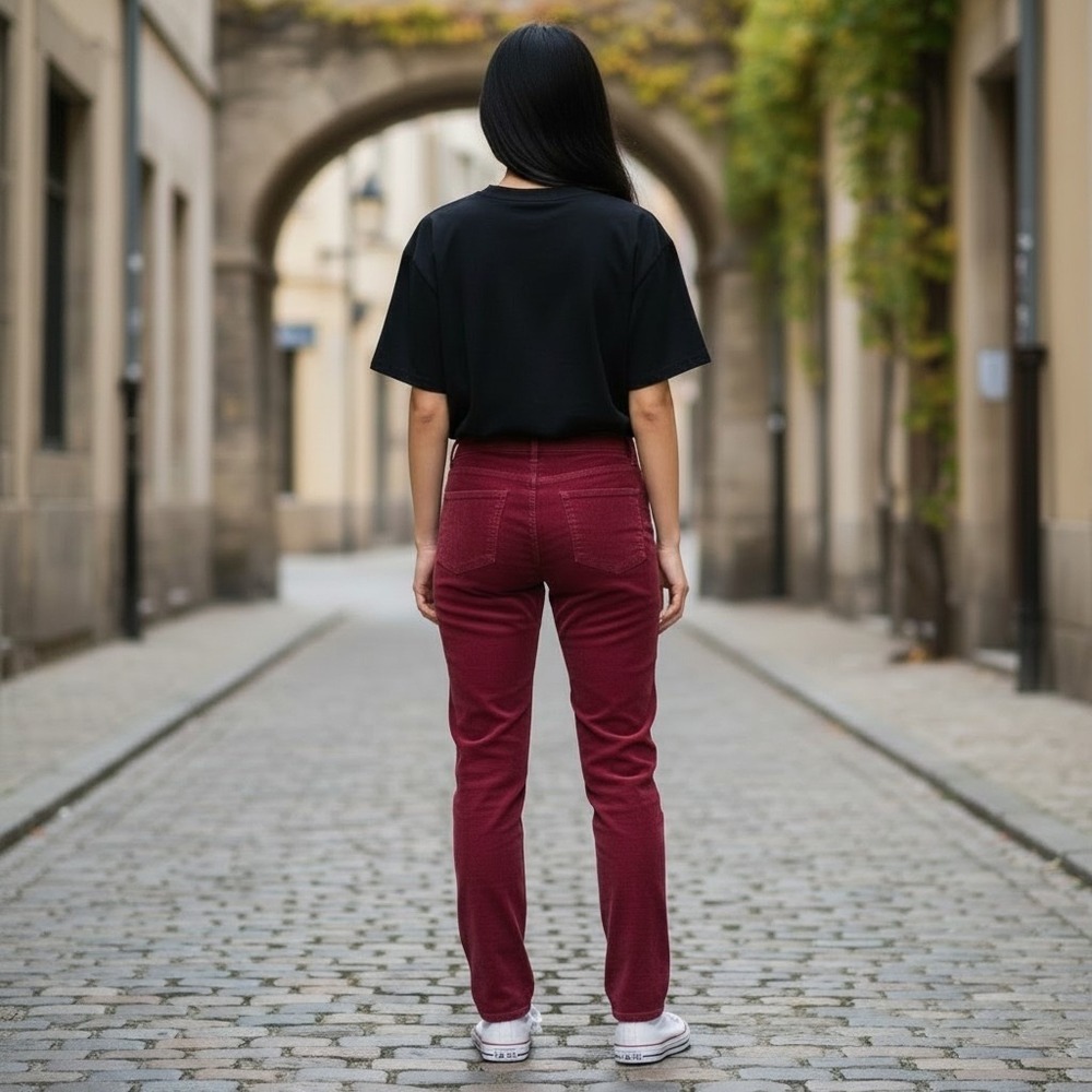 Y2K J Brand 811 Skinny Corduroy Pants 29 Women Maroon Red Mid Rise Stretch Luxe